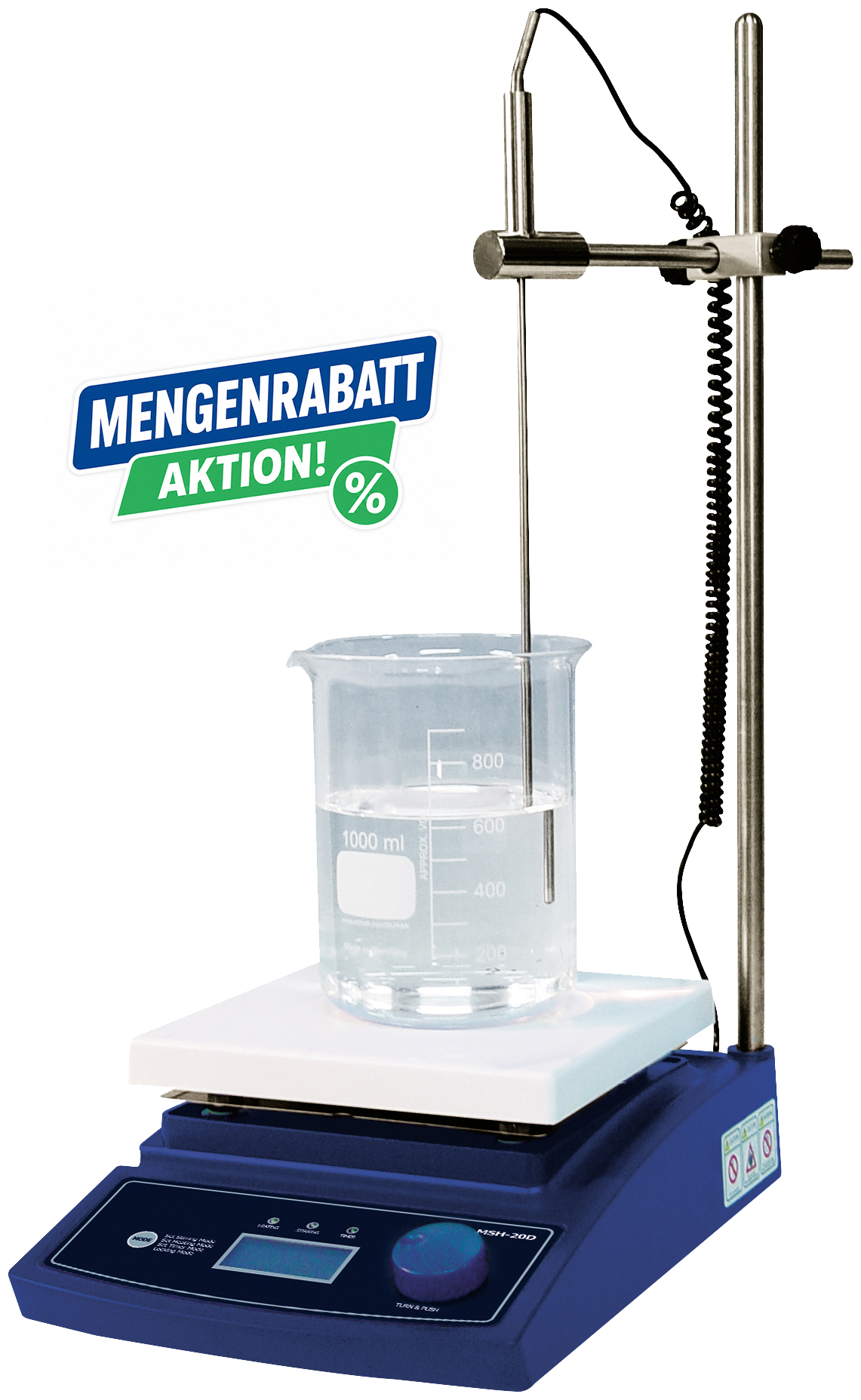 Magnetrührer mit Heizplatte MSH-D digital, bis zu 380°C, 80-1.500 U/Min