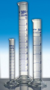 Graduated cylinder class B with spout tall form blue graduated