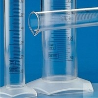 Measuring cylinder PMP 25ml tall form blue graduated