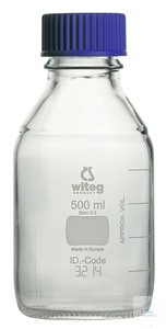 witeg Laboratory bottles with screw cap borosilicate glass 3.3 witeg-Logo