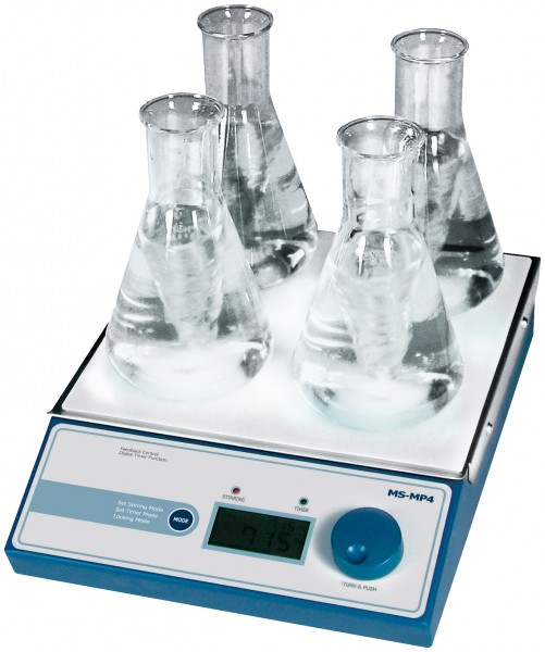Magnetic stirrer MS-MP, digital, 4/8 places, 1200rpm, stainless steel plate