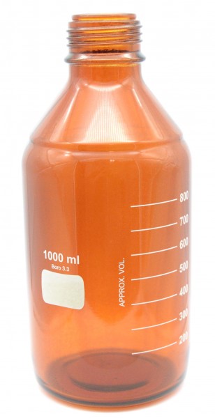 Laboratory bottles with screw thread amber stained borosilicate glass 3.3