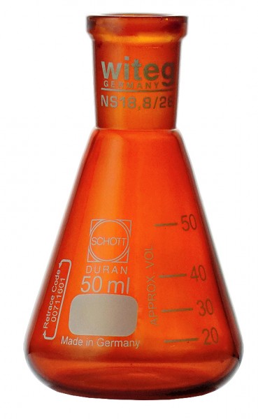 Erlenmeyer flask with ST amber stained (DIN 12387)