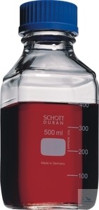 Laborflaschen quadratisch mit Schraubkappe DURAN® Glas (klar oder braun eingefärbt)