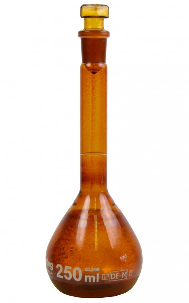 Volumetric flask 250 ml, ST 19/26, amber stained