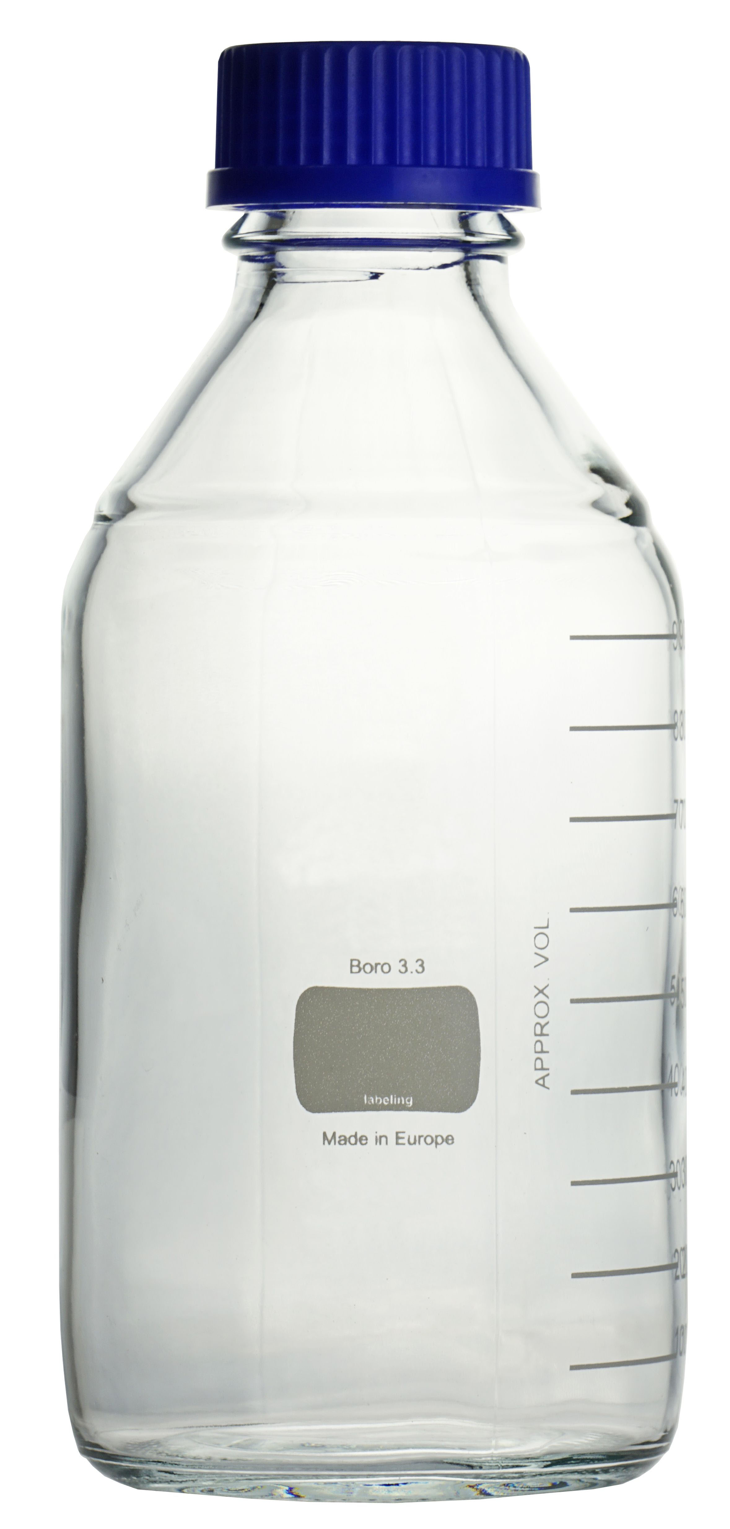Laboratory bottles, GL 45, 1000 ml, safety coating,with screw cap  (autoclavable)