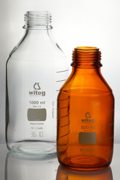 Laborflaschen mit Gewinde Klarglas Borosilikatglas 3.3 witegLogo