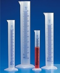 Measuring cylinder PP 500ml tall form blue grad.